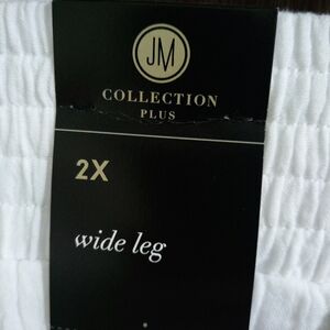 JM Collection Plus White Wide Leg Trousers